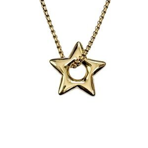 gold puffy star pendant necklace | handmade stainless steel box chain adjustable